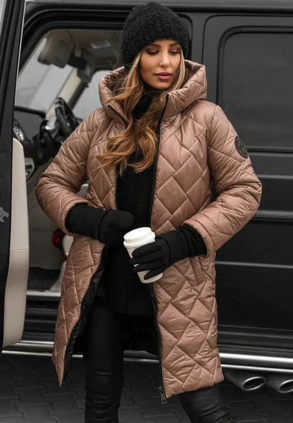 Manteau matelassé long à capuche