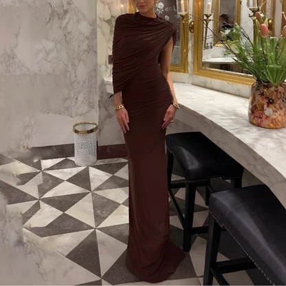 Robe crayon longue élégante – Marron foncé