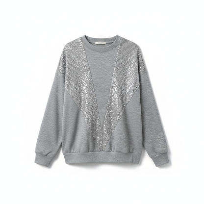 Pull gris à sequins