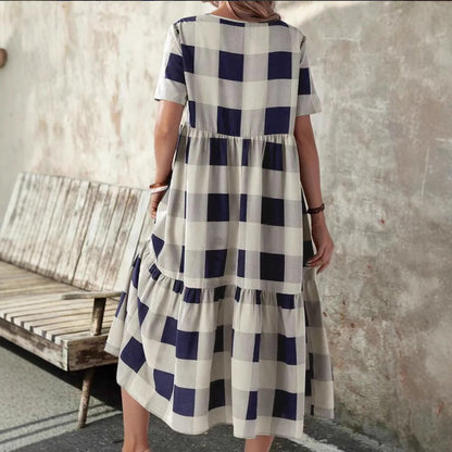 Robe longue à carreaux