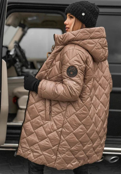 Manteau matelassé long à capuche
