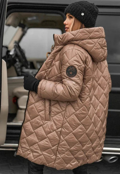 Manteau matelassé long à capuche