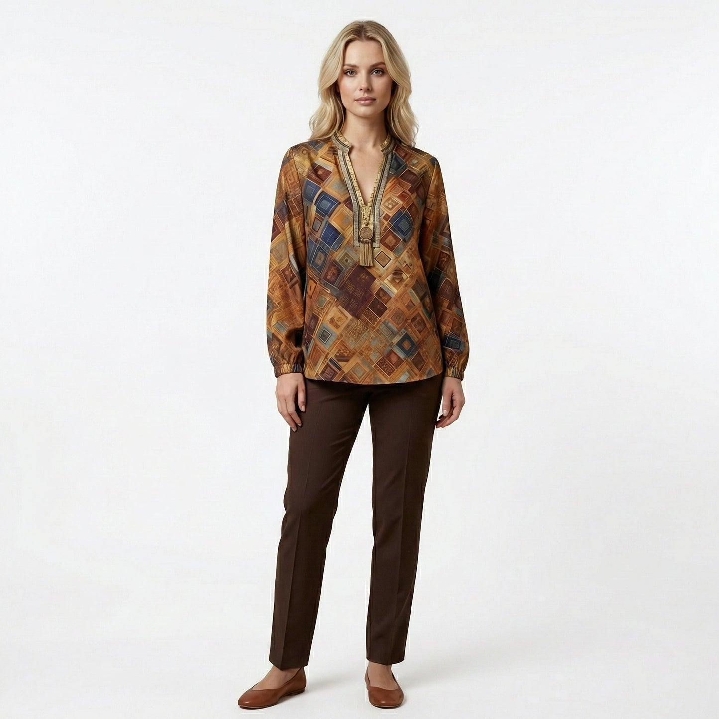 Pull jaune imprimé – Élégance lumineuse pour le quotidien