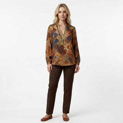 Pull jaune imprimé – Élégance lumineuse pour le quotidien