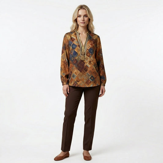 Pull jaune imprimé – Élégance lumineuse pour le quotidien