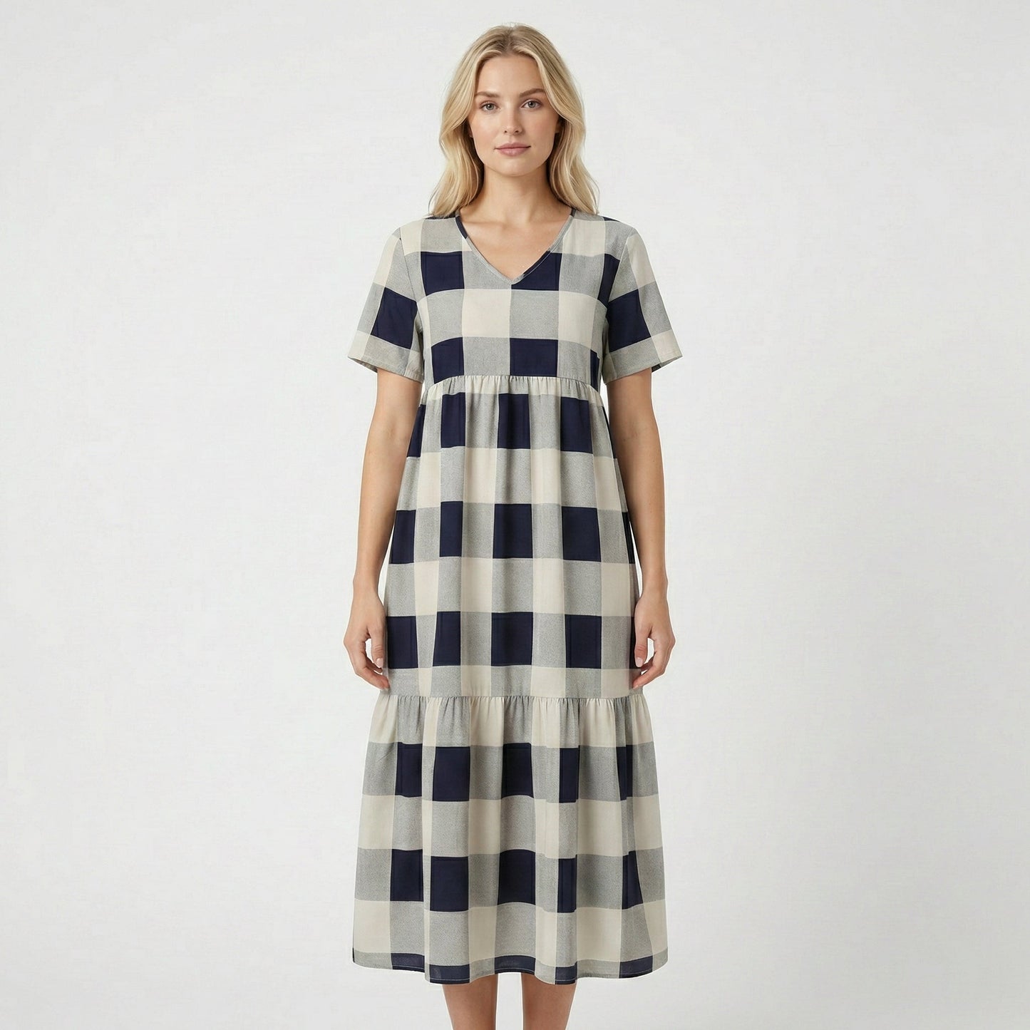 Robe longue à carreaux