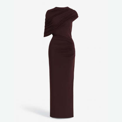 Robe crayon longue élégante – Marron foncé