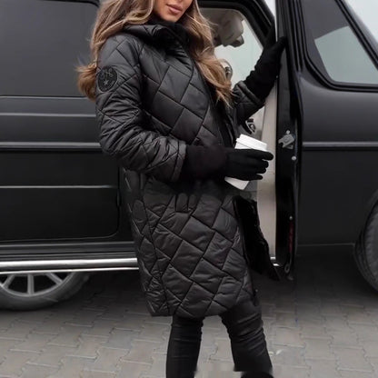 Manteau matelassé long à capuche