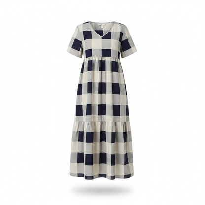 Robe longue à carreaux