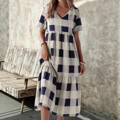 Robe longue à carreaux