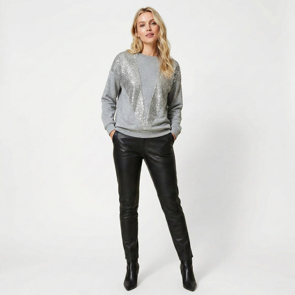 Pull gris à sequins